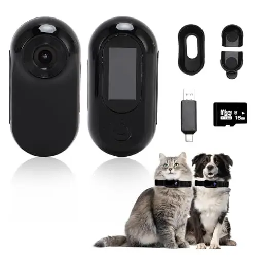 Produktbild: Elprico Katzen Kamera Halsband, WLAN 1080P 120° Weitwinkel-Hundehalsbandkamera, Sport-Actionkamera, Katzenhalsbandkamera für Heimtierbedarf (Black)