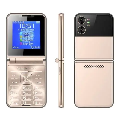 Produktbild: Elprico Tragbares Klapptelefon für Senioren, 2,6-Zoll-Klapptelefon, Entsperrt, 2G-Seniorenhandy, Große Tasten, Lauter Ton, Basistelefon für ältere Menschen (Gold)
