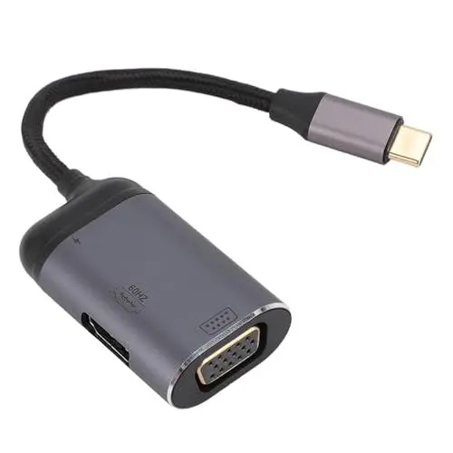 Produktbild: USB-C-zu-HDMI-VGA-Adapter, Typ-C-zu-VGA-HDMI-Adapter, Kompatibel mit Book Pro, Pad Pro/Air, Dell XPS, Pro, für Telefon, Laptop, PC, Tablet