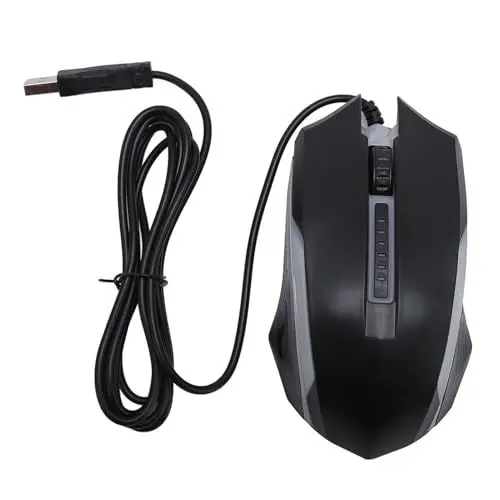 Produktbild: Elprico USB -Kabelmaus, Präziser Optischer Sensor mit 1200 DPI, Einfacher USB -Verbindung, Optische Computermaus mit Komfortables Griff, 4,9 -Fuß -Kabel für Laptop, PC, Desktop