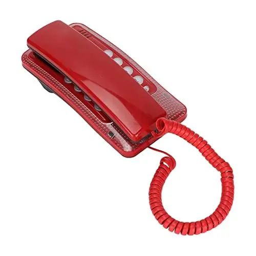 Produktbild: Elprico Wandmontiertes Telefon, Schnurgebundenes Telefon mit Wahlwiederholung, Schnellblitz-Stummschaltung, Festnetztelefon für das Home Hotel School Office(Rot)