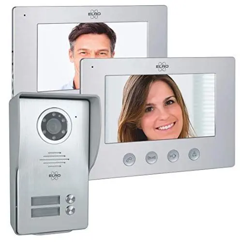Produktbild: ELRO DV477W2 2-Familien Video Türsprechanlage mit 2 Farbdisplay, Kamera mit Nachtsicht, 4-Draht Technik, 16 Klingeltöne, Grau, One Size