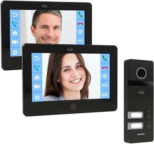 Produktbild: ELRO PRO PV40 Full HD Video-Türsprechanlage für 2 Familien, 1080P, 2x 7 Zoll Farbmonitore, Voicemail, 13 Klingeltöne