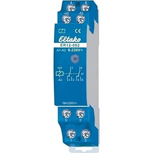 Produktbild: Eltako 22002601 REG-Schaltrelais, 2 Wechsler 2000W, UC, potentialfrei ER12-002-UC