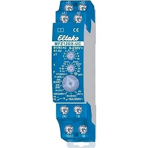 Produktbild: Eltako MFZ12DX-UC Zeitrelais Multifunktional 230V 1 St. Zeitbereich: 0.1s - 40h 1 Wechsler, 58x20mm