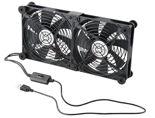 Produktbild: ELUTENG USB Lüfter 140mm 5V 2 in 1 mit 3 Einstellbare Geschwindigkeiten, Doppelt USB Computer Ventilator 140mm PC Lüfter 14mm mit 8 Stoßdämpfenden Füßen für PS5 PS4/Laptop/TV Box/Router