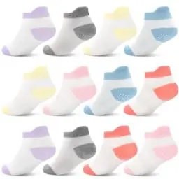 Produktbild: ELUTONG Antirutsch Socken Kinder，12 Paar Stoppersocken Kinder Baumwolle Rutschfeste Socken für 1-3 Jahre Jungen Mädchen（rosa, gelb）