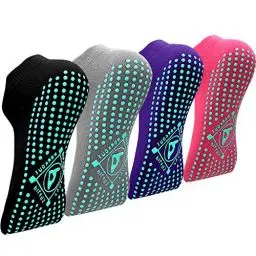 Produktbild: ELUTONG Yoga Socken Anti-Rutsch-Socken (4 Paare) für Damen Pilates, Barre, Tanz, Ballett, Kampfsport, Trampolin, Yoga, Fitness, Krankenhaus, Reha, Heim- und Körperbalance, Sox UK 4-10 / EU 35-43
