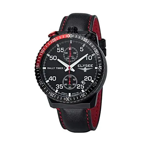 Produktbild: Elysee Herrenuhr Rally Timer I 44mm 10 ATM Herren Chronograph Leder schwarz 80530, 80531, 80532, 80533, 80534, 80535, 80536, 80537
