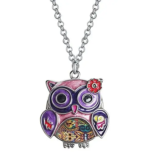 Produktbild: Emaille Legierung Anime Blume Eule Halskette Vogel Anhänger Mode-Schmuck für Frauen Mädchen Charme Geschenk