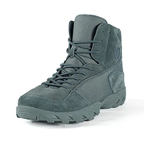 Produktbild: emansmoer Herren High-top Lace-up Armee Tactical Combat Stiefel Schuhe Wildleder Wasserdicht Outdoor Wandern Trekking Stiefel (44 EU, Grün)