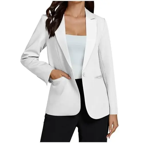 Produktbild: EMATOP Bürojacke Damen Sportlich Elegant Blazer Langarm Leicht Blazerjacke Arbeit Büro Jacken mit Taschen Trenchcoat Casual Revers Anzugjacke Klassisch Einfarbig Mantel Business Longblazer
