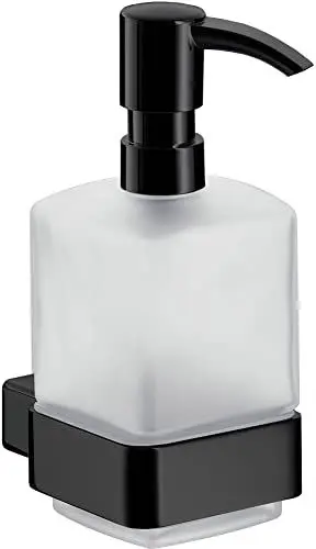 Produktbild: Emco loft Flüssigseifenspender (Behälter Kristallglas satiniert, Höhe 160 mm, Breite 70 mm) Pumpkopf Kunststoff schwarz, 52113301, normal, Glas