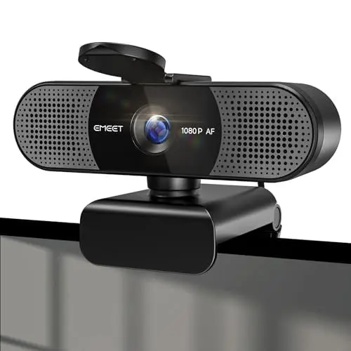 Produktbild: EMEET HD Webcam - C960 AF 1080P Webcam mit Objektivabdeckung & Dual Mikrofon, 360 ° Streaming Kamera mit PDAF Automatische Lichtkorrektur, Plug & Play, Webcam Ideal für Linux, Win10, Mac OS