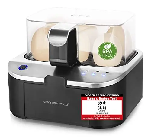 Produktbild: EMERIO sprechender Eierkocher SIEGER Preis/Leistung NEUHEIT kocht alle drei Garstufen (weich|mittel|hart) in EINEM Kochvorgang mit perfektem Ergebnis Sprachausgabe in DE BPA frei, EB-123177.1