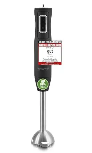 Produktbild: Emerio HB-111446 Stabmixer, TESTSIEGER Preis/Leistung, gummierter Rutschfester Griff, Edelstahl, BPA-frei, Schwarz, 250W