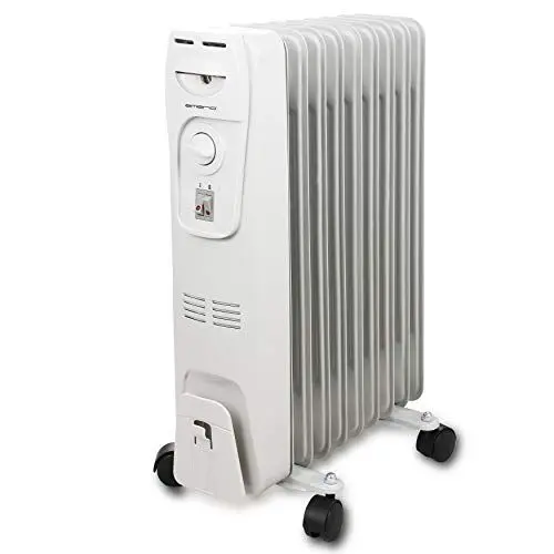 Produktbild: Emerio Ölradiator HO-105589, 2000 Watt, 3 Heizstufen, manueller Thermostatregler, fahrbar durch Leichtlauf Rollen, Sicherheits Kipp- und Überhitzungsschutz, optische Betriebsanzeige, Kabelaufwicklung