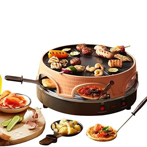 Produktbild: Emerio Pizzaofen, PIZZARETTE das Original, 3 in 1 Pizza-Raclette-Grill, patentiertes Design, für Mini-Pizza, echter Familien-Spaß für 6 Personen, PO-113255.4
