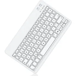 Produktbild: Emetok QWERTZ Bluetooth Tastatur für iPad Air/iPad Pro/iPad Mini/iPad 10,9/10,2/9,7/iPhone, Ultra-dünn, Mini Wiederaufladbar Tastatur, Tragbare Kabellose, Reines Weiß