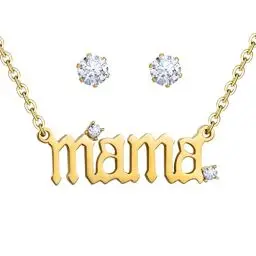 Produktbild: Emibele Kette Damen, Ohrringe Damen, Schmuck Set mit Halskette & Ohrstecker, Kette & Ohrringe, 18 Karat Vergoldetes Schmuckset Hochwertige Geschenke für Mama Frauen Mädchen Muttertag, Gold