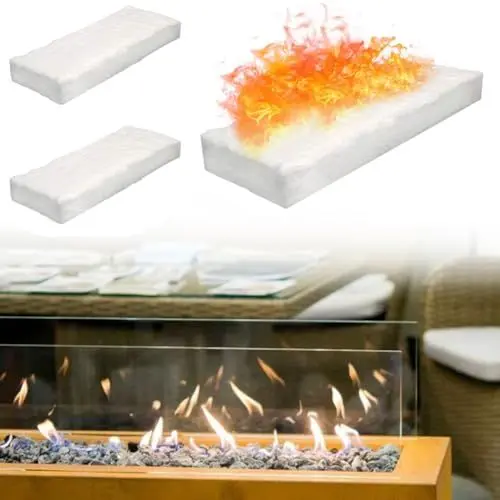 Produktbild: Emiif 3 x Tisch-Feuerstelle, Keramikwolle, verlängert die Brenndauer, Tisch-Feuerstelle, Schwamm-Baumwollkern zum Reiben von Alkoholkaminen (30 × 10 × 1 cm)