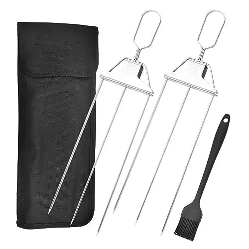 Produktbild: Emiif Edelstahl Drei-Zinken-Grillgabelspieße für Kabobs 3-Zinken-Spieß 3-Wege-Grillspieße Metallspieße