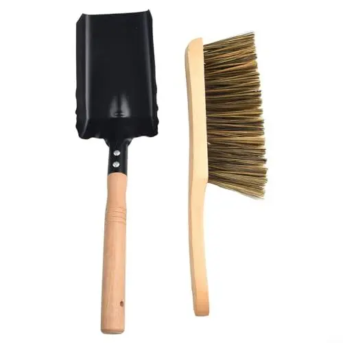 Produktbild: Emiif Kohlenschaufel und Herdbürste Set, Hearth Tidy Set, Kaminschaufel und Bürste, Kaminwerkzeug-Set, Metallbürste Pfannen-Set