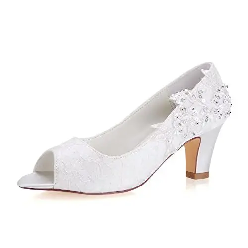 Produktbild: Emily Bridal Hochzeitsschuhe Peep Brautschuhe Heel Sandals (EU40, Elfenbein)