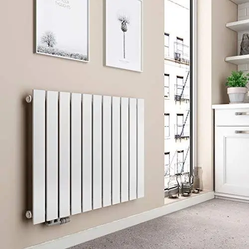 Produktbild: EMKE Heizkörper Horizontal 630x850mm, Flachheizkörper Einlagig Design Heizkörper Flach Paneelheizkörper Seitenanschluss Heizung Weiß 618W