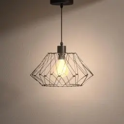 Produktbild: EMKE® Pendelleuchte Schwarz Hängelampe Schlafzimmer, DIY 4 Formen Metall Lampen Hängeleuchte, E27 Vintage Küchenlampe Hängend Lampe Esstisch Höhenverstellbar Lampen für Küche Esszimmer Flur Bar