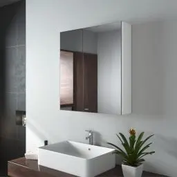 Produktbild: EMKE Spiegelschränke 60x65cm Spiegelschrank Badschrank mit Doppelseitiger Spiegel (Weiß)