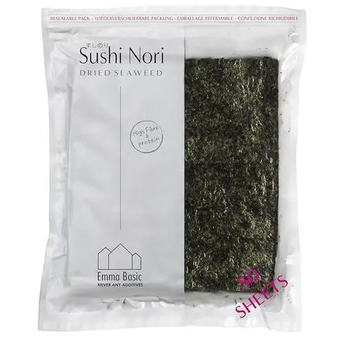 Produktbild: Emma Basic - Sushi Nori Seetang (40er Blatt) – jung und knusprig | hochwertig | leicht getoastet | reich an Protein & Ballaststoffen | wenig gesättigtes Fett