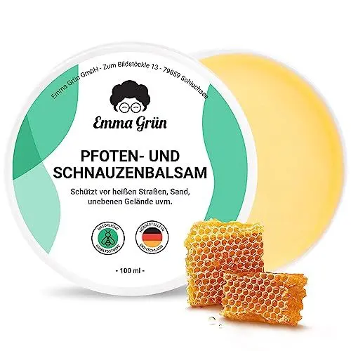 Produktbild: Emma Grün® Pfotenbalsam 100ml - Regeneriert & Stärkt Rissige Tiernasen & Pfoten - Mit Jojoba, Propolis & Bienenwachs - Natürlicher Pfotenschutz & Pfotenpflege - Hundepfoten Balsam Made in Germany
