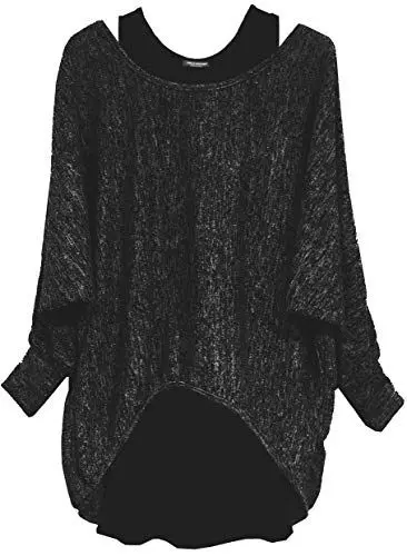 Produktbild: Emma & Giovanni - Damen Oversize Oberteile Tshirt/Pullover (2 Stück) / Made In Italy, L-XL, Schwarz