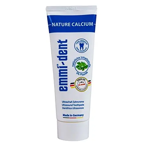 Produktbild: emmi-dent Ultraschall Zahncreme „Nature Calcium“ I Mit extra Calcium I Ideal für empfindliche Zähne und Zahnfleisch I Frei von Fluorid, Mikroplastik & Nanomaterialien I Vegan & glutenfrei I 1x 75 ml