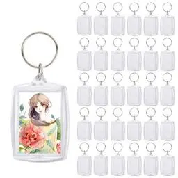 Produktbild: EMNIMQ 30 Stück Acryl Foto Schlüsselanhänger mit Schlüsselring Fotoanhänger Schlüssel mit Bild Bilderrahmen Schlüsselanhänger Transparent Fotoschlüsselanhanger 4 cm mal 5,5 cm