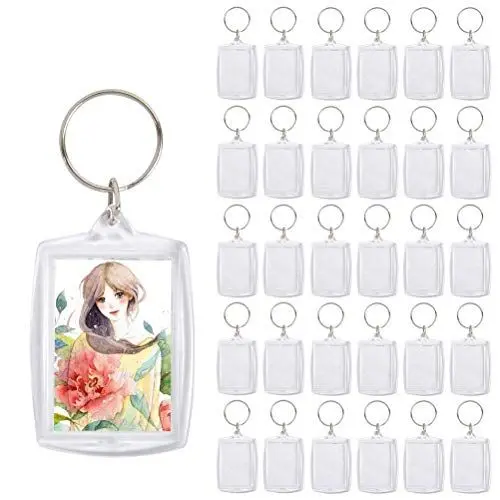 Produktbild: EMNIMQ 30 Stück Acryl Foto Schlüsselanhänger mit Schlüsselring Fotoanhänger Schlüssel mit Bild Bilderrahmen Schlüsselanhänger Transparent Fotoschlüsselanhanger 4 cm mal 5,5 cm