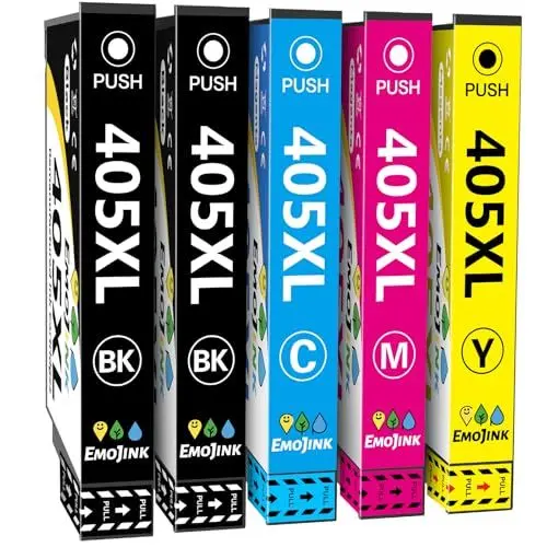 Produktbild: Emojink 405 Patronen 405XL Druckerpatronen für Epson Workforce Pro WF-3820DWF WF-4830DTWF 3825DWF 4820DWF 4825DWF WF-7830DTWF WF-7835DTWF WF-7840DTWF Drucker, 5 Pack