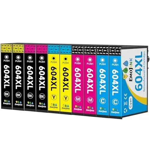 Produktbild: Emojink 10-Pack 604XL 604 kompatible Patronen für Epson 604 XL Multipack für XP-2200 XP-2205 XP-3200 XP-3205 XP-4200 XP-4205 Workforce WF-2910 WF-2930 WF 2935 WF-2950DWF
