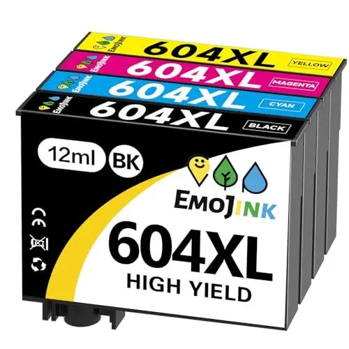 Produktbild: Emojink 604XL kompatible Patronen für Epson 604 XL Multipack für XP 2200 XP 2205 XP 3200 XP 3205 XP 4200 XP 4205 WorkForce WF 2910 WF 2930 WF 2935 WF 2950 DWF (4-Pack)
