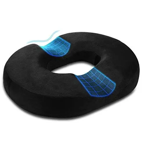 Produktbild: Emoobin Donut Sitzkissen – Ergonomisches Ringkissen für Bürostühle und Zuhause, Lindert Druck durch langes Sitzen, 45 cm, Schwarz