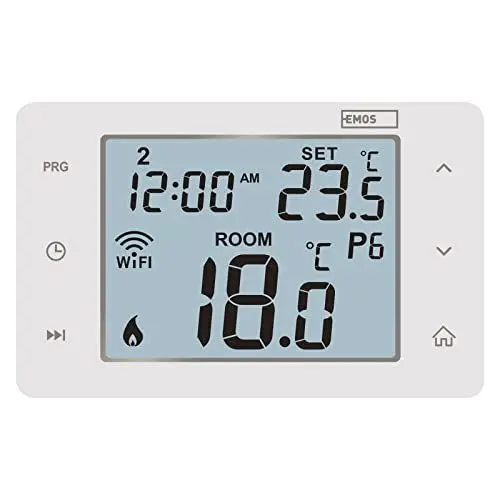 Produktbild: EMOS GoSmart - Smart Home Raumthermostat mit App - WiFi - IP Thermostat für Heiz- und Kühlungssysteme - energiesparend - Tuya, Google Assistant und Alexa kompatibel - weiß