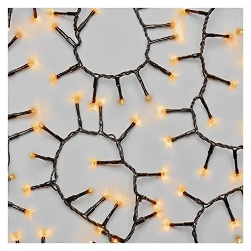 Produktbild: EMOS LED-Lichterkette Amber für Innen und Außen, 6m lange Cluster Weihnachtslichterkette IP44 mit 300 LEDs + 5m Zuleitung und Netzteil, 6 Stunden Timer Funktion, für Party, Weihnachten, Deko