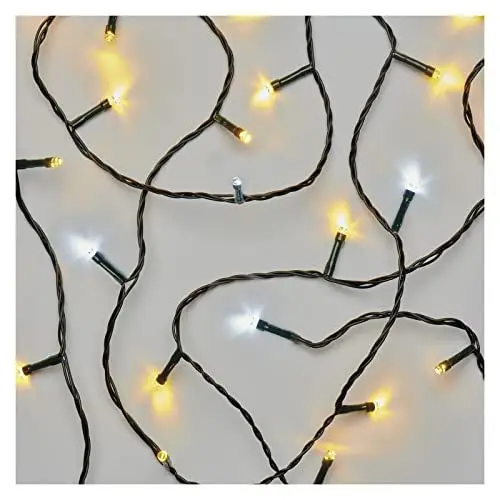 Produktbild: EMOS LED-Lichterkette Kaltweiß + Warmweiß für Innen und Außen, blinkend, 12m lange IP44 Weihnachtslichterkette mit 120 LEDs + Netzteil, für Party, Weihnachten, Deko