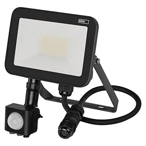 Produktbild: EMOS LED Strahler Profi 10W mit Bewegungsmelder, wasserdichtes Alu Flutlicht für Innen und Außen, Helligkeit 1100lm, Neutralweiß 4000K, CRI>80, Lebensdauer 50000h, Flacker-frei, 5 Jahre Garantie