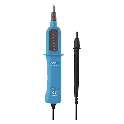 Produktbild: EMOS M0003B Spannungsprüfer CAT III, AC/DC Volttester, analog Spannungstester 6 V-400 V mit Polaritätsanzeige, Blau