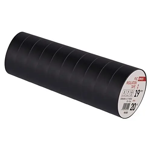 Produktbild: EMOS PVC-Isolierband Schwarz 10er Pack, 19mmx20m, 0,13mm Bandstärke, selbstklebend, hohe Spannungsfestigkeit und Anwendungstemperaturbereich, UV-beständig, wasserdichte Verbindung, ohne Textilgewebe