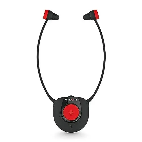 Produktbild: Emporia TV-Funkkopfhörer, Drahtlose Fernseh-Kopfhörer mit Ladestation, Ideal für Senioren, Bequem & Einfach, Leichte Bedienung, Kompatibel mit Allen TV-Geräten, Schwarz und Rot