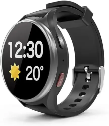 Produktbild: emporiaWATCH-LTE, Smartwatch für Herren & Damen, Fitnessuhr, Sportuhr, Telefonfunktion, Schrittzähler, Wecker, Wetterbericht, Notruffunktion, Schwarz, Beige