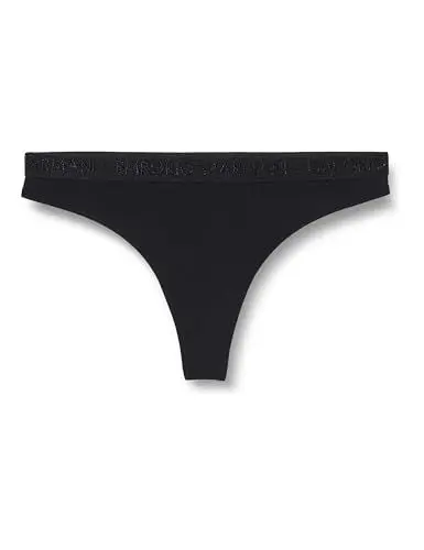 Produktbild: EMPORIO ARMANI Damen Iconic Microfiber Logoband 2er-Pack Tanga, SCHWARZ, XL
